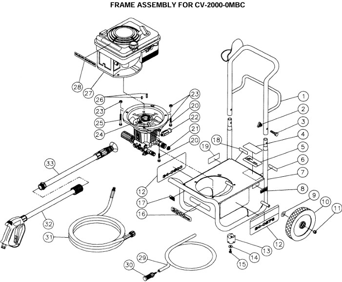 MITM CV-2000 pressure washer replacement parts